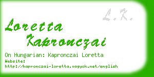 loretta kapronczai business card